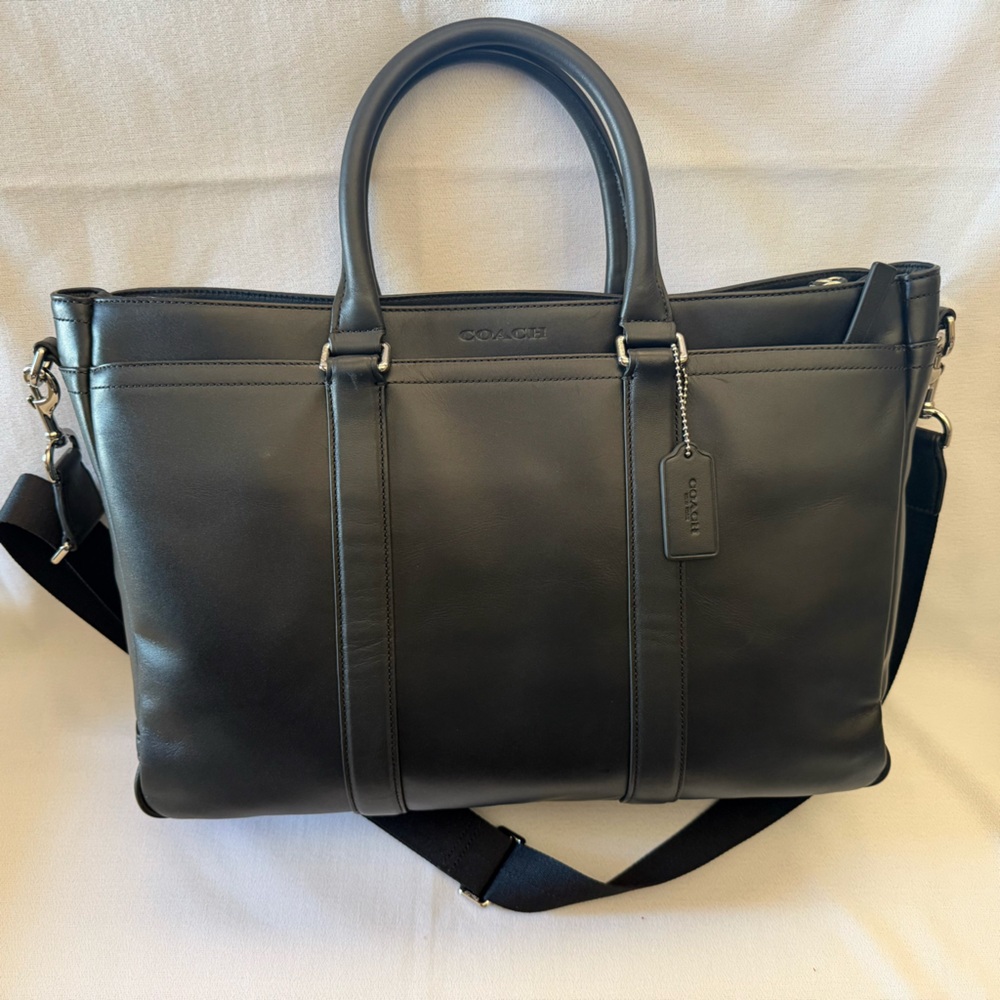 Black Coach Metropolitan Leather Tote f71718 Unisex